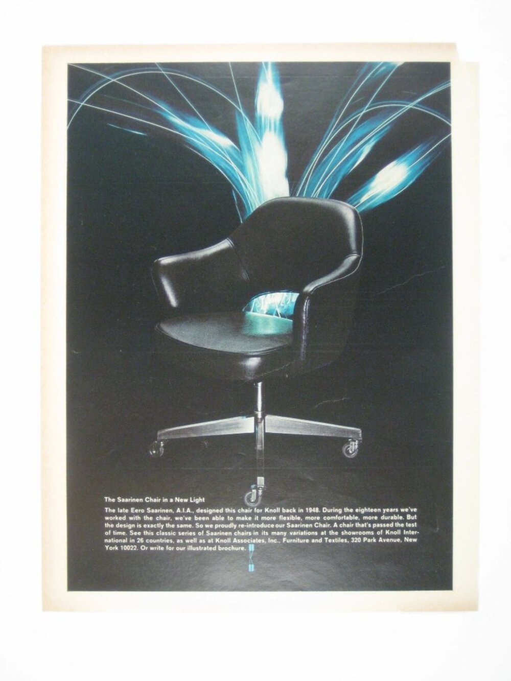 Vintage Saarinen Executive Chair Knoll Design Mid Century Modern Print AD